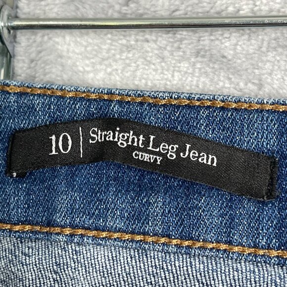 Talbots Straight Leg Curvy Jeans Womens 10 Blue Stretch Mid Rise Preppy - Picture 3 of 9